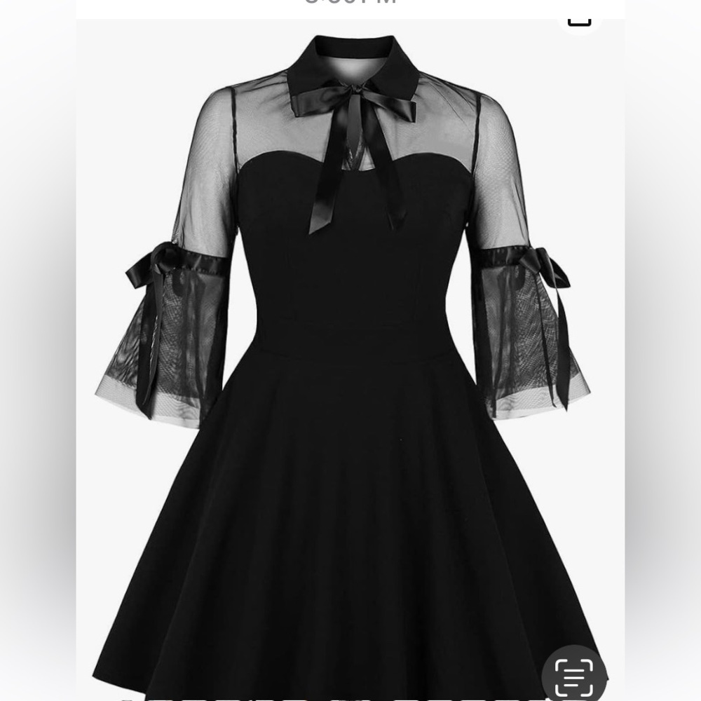 NWT Dose  Black gothic mesh 3/4 Sleeve vintage retro 50’s style Dress size XL